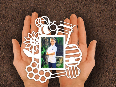 Bee Honey Frame Paper cut SVG Johan Ru designs 
