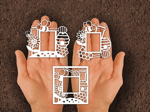 Bee Honey Frame Paper cut SVG Johan Ru designs 