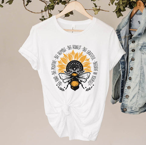 Bee kind, bee positive, bee humble, bee honest, bee grateful, beelieve in yourself, Digital Download- PNG Sublimation DiamondDesign 