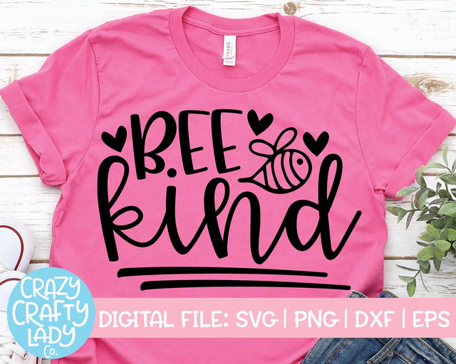 Bee Kind | Funny Inspirational Quote SVG Cut File SVG Crazy Crafty Lady Co. 