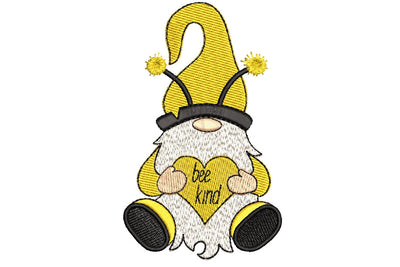 Bee kind Gnome embroidery design, 3 sizes, Instant download Embroidery/Applique DESIGNS ArtEMByNatalia 