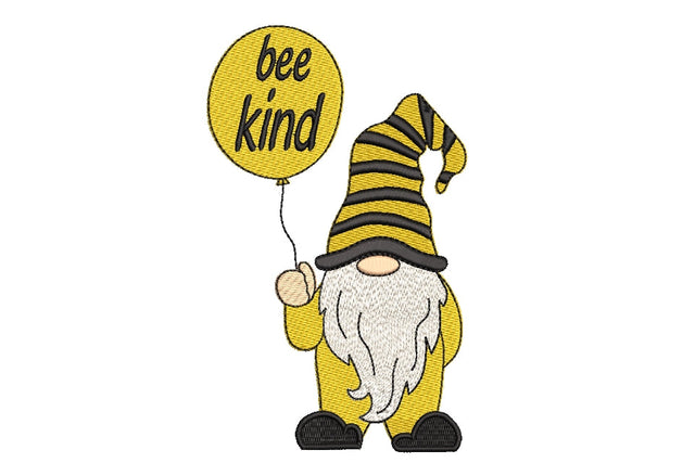 Bee kind Gnome embroidery design, 4 sizes, Instant download Embroidery/Applique DESIGNS ArtEMByNatalia 
