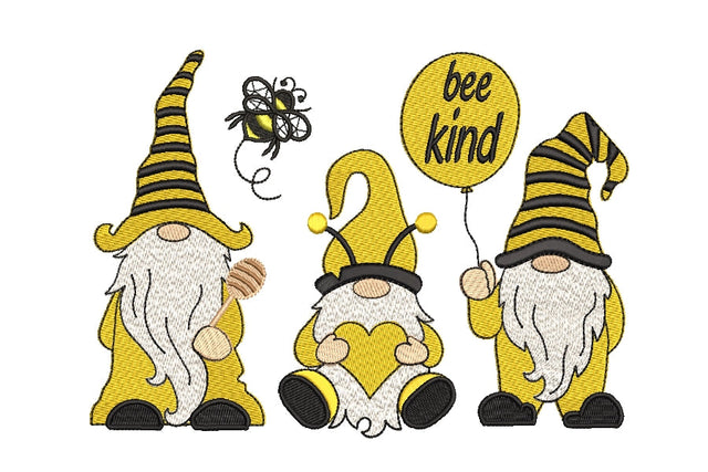 Bee kind Gnomes embroidery design, 5 sizes, Instant download Embroidery/Applique DESIGNS ArtEMByNatalia 