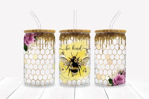 Bee Kind Libbey Glass Wrap PNG For Sublimation Sublimation BijouBay 