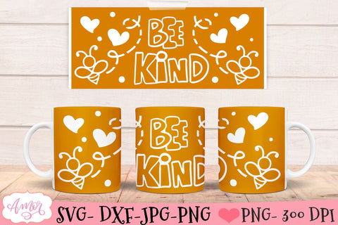 Bee kind mug wrap SVG for infusible ink- 12oz Cricut mug SVG SVG Amorclipart 