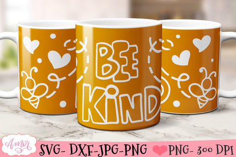 Bee kind mug wrap SVG for infusible ink- 12oz Cricut mug SVG SVG Amorclipart 