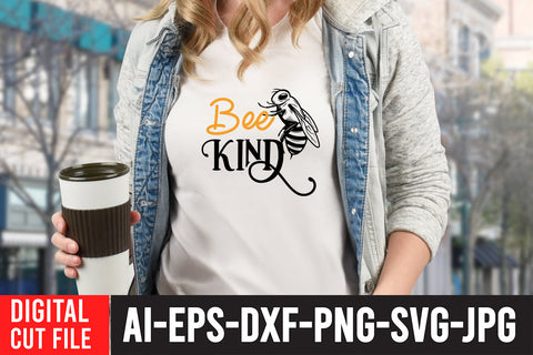 Bee Kind SVG Design , Bee SVG Funny Quotes SVG BlackCatsMedia 