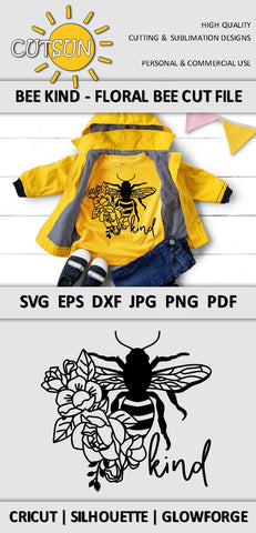 Bee kind SVG | Floral bee SVG SVG CutsunSVG 