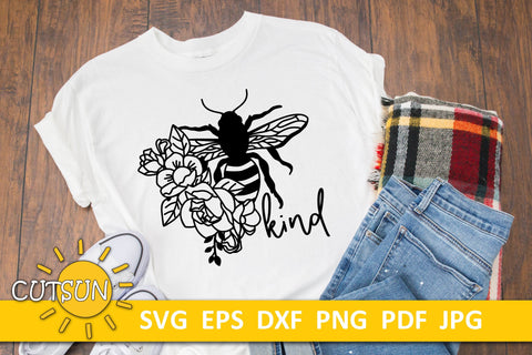 Bee kind SVG | Floral bee SVG SVG CutsunSVG 