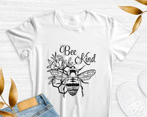Bee Kind svg, Flower bee svg, Honey bee svg, Inspirational svg, Bee png SVG Pretty Meerkat 