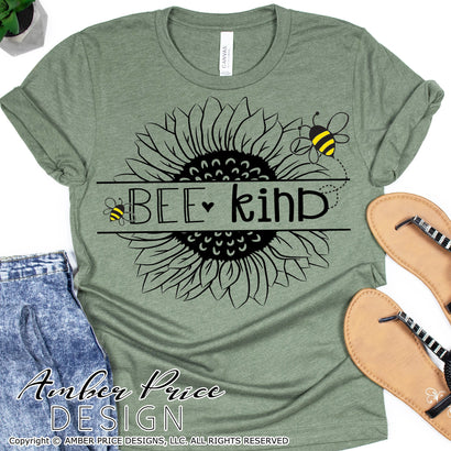 Bee Kind SVG | Sunflower SVG | Kindness SVGs | Valentine's Day SVG PNG DXF | DIY Shirt SVGs | Amber Price Design SVG Amber Price Design 