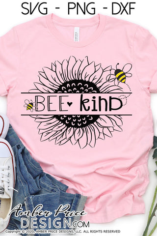 Bee Kind SVG | Sunflower SVG | Kindness SVGs | Valentine's Day SVG PNG DXF | DIY Shirt SVGs | Amber Price Design SVG Amber Price Design 