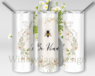 Bee Kind Tumbler Png, Bee 20oz Skinny Tumbler, Wildflower Tumbler Wrap, Bee Tumbler Design, Digital Download Sublimation WillowSageDesign 