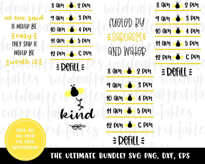 bee kind water bottle tracker svgs, water tracker svg, bees water tracker svg, bees water bottle tracker clipart, drink your water svg, SVG WildOakSVG 