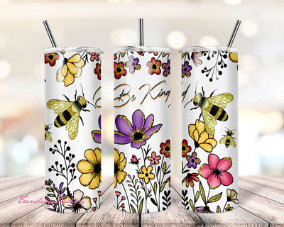 Bee Kind Wildflower Tumbler 20oz Skinny Straight & Tapered,Template For Sublimation,Full Tumbler Wrap,Tumbler Design Png,Digital Download Sublimation TrendingDesign 