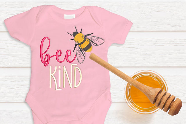 Bee Kind with Realistic Bee Embroidery Embroidery/Applique DESIGNS Designed by Geeks 