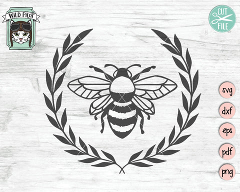 Bee Laurel Crest SVG Cut File SVG Wild Pilot 