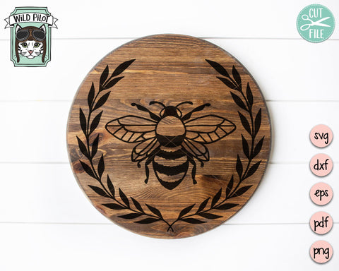 Bee Laurel Crest SVG Cut File SVG Wild Pilot 