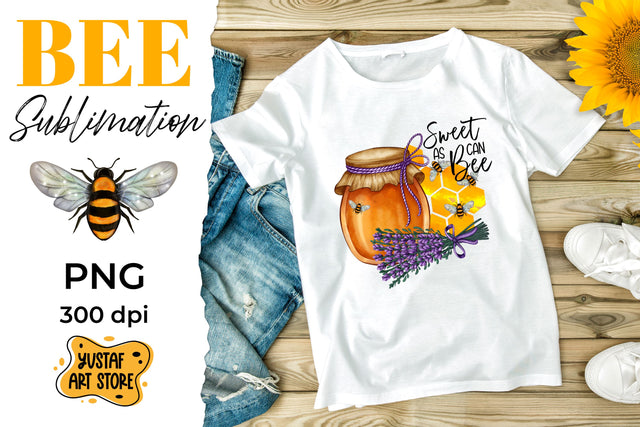 Bee, lavender and honey sublimation design"Sweet as can Bee" Sublimation Yustaf Art Store 