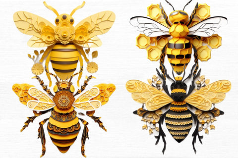 Bee Layered Paper Art Clipart Sublimation Regulrcrative 