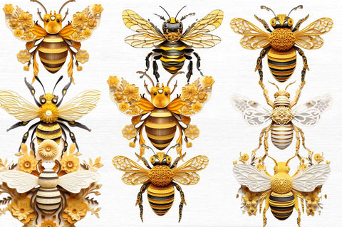 Bee Layered Paper Art Clipart Sublimation Regulrcrative 
