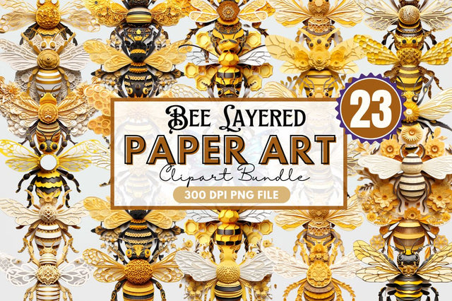 Bee Layered Paper Art Clipart Sublimation Regulrcrative 