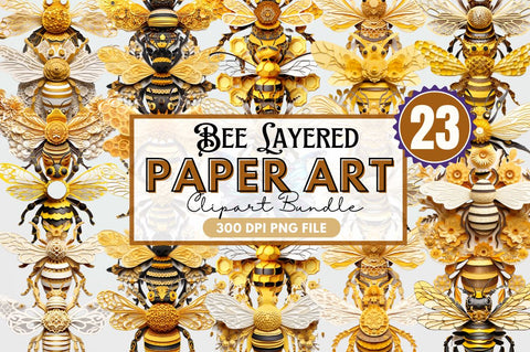 Bee Layered Paper Art Clipart Sublimation Regulrcrative 