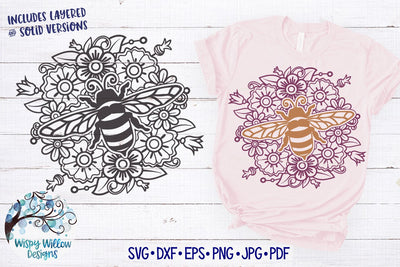 Bee Mandala SVG Cut File SVG Wispy Willow Designs 