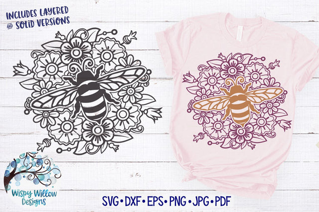 Bee Mandala SVG Cut File SVG Wispy Willow Designs 