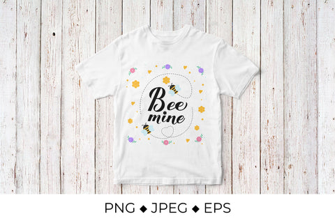 Bee Mine calligraphy hand lettering. Valentines pun Sublimation LaBelezoka 