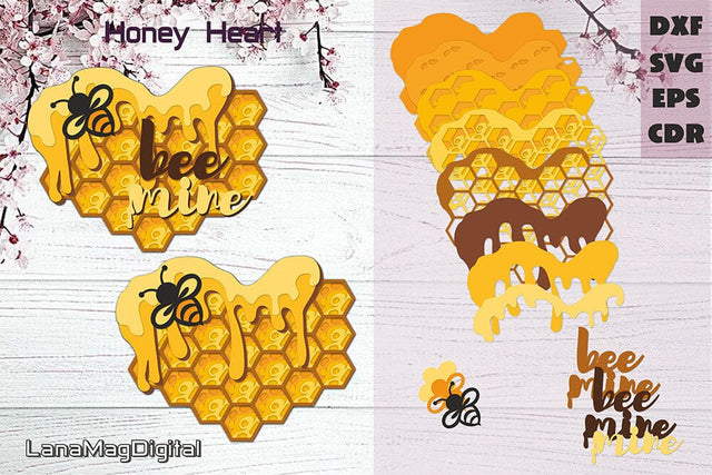 Bee mine svg layered Love honey heart SVG Valentines day svg SVG LanaMagDigital 