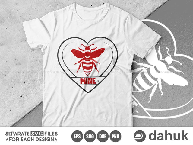 Bee Mine SVG, Valentine's Day SVG, Valentine svg, Valentine Design, Cut file for silhouette, svg, eps, dxf, png, clipart cricut design space SVG dahukdesign 