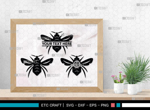 Bee Monogram, Bee Silhouette, Bee SVG, Beehive Svg, Bee Insect Svg, Honeycomb Svg, SB00227 SVG ETC Craft 