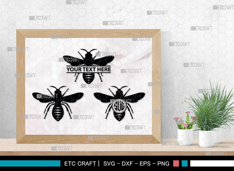 Bee Monogram, Bee Silhouette, Bee SVG, Beehive Svg, Bee Insect Svg, Honeycomb Svg, SB00227 SVG ETC Craft 