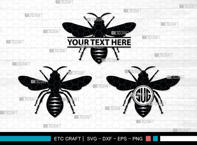 Bee Monogram, Bee Silhouette, Bee SVG, Beehive Svg, Bee Insect Svg, Honeycomb Svg, SB00227 SVG ETC Craft 