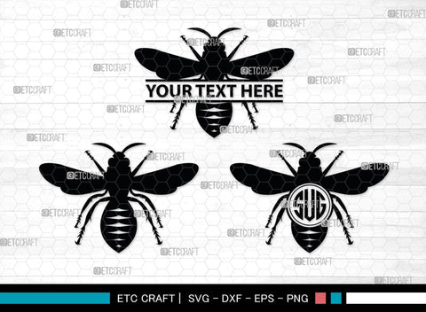 Bee Monogram, Bee Silhouette, Bee SVG, Beehive Svg, Bee Insect Svg, Honeycomb Svg, SB00227 SVG ETC Craft 