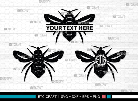 Bee Monogram, Bee Silhouette, Bee SVG, Beehive Svg, Bee Insect Svg, Honeycomb Svg, SB00227 SVG ETC Craft 