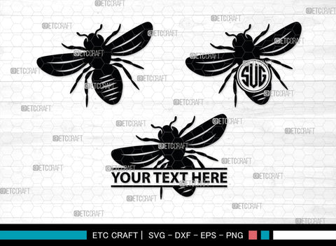 Bee Monogram, Bee Silhouette, Bee SVG, Beehive Svg, Bee Insect Svg, Honeycomb Svg, SB00227 SVG ETC Craft 