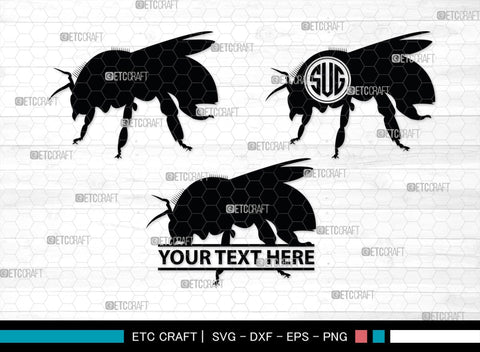 Bee Monogram, Bee Silhouette, Bee SVG, Beehive Svg, Bee Insect Svg, Honeycomb Svg, SB00227 SVG ETC Craft 