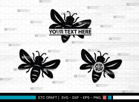 Bee Monogram, Bee Silhouette, Bee SVG, Beehive Svg, Bee Insect Svg, Honeycomb Svg, SB00227 SVG ETC Craft 