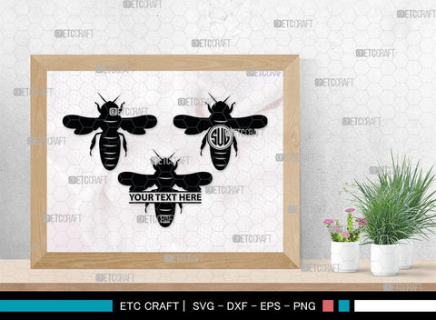 Bee Monogram, Bee Silhouette, Bee SVG, Beehive Svg, Bee Insect Svg, Honeycomb Svg, SB00227 SVG ETC Craft 