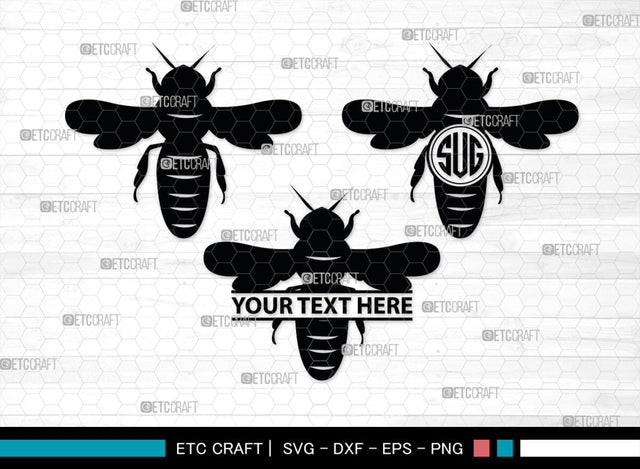 Bee Monogram, Bee Silhouette, Bee SVG, Beehive Svg, Bee Insect Svg, Honeycomb Svg, SB00227 SVG ETC Craft 