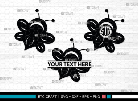 Bee Monogram, Bee Silhouette, Bee SVG, Beehive Svg, Bee Insect Svg, Honeycomb Svg, SB00227 SVG ETC Craft 