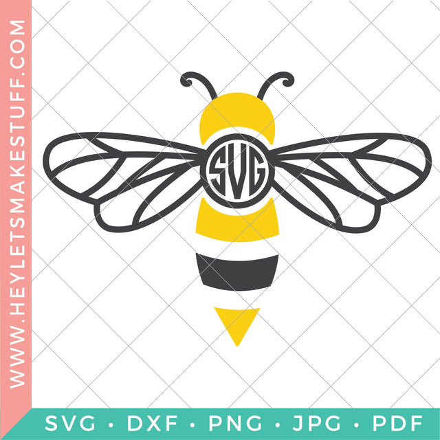 Bee Monogram SVG Hey Let's Make Stuff 