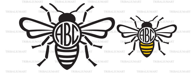 Bee monogram SVG TribaliumArtSF 