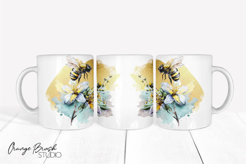 Bee Mug Wrap Sublimation Design, Coffee Mug Sublimation Wrap Sublimation OrangeBrushStudio 