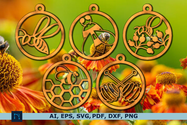 bee Ornament Bauble Laser cut Bundle SVG MD JOYNAL ABDIN 