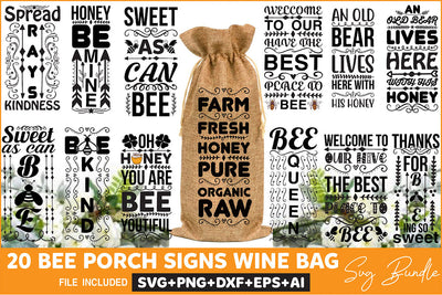 Bee Porch signs Wine Bag Svg Bundle SVG Rupkotha 