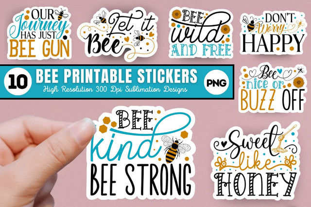 Bee Printable Stickers Bundle Sublimation Regulrcrative 