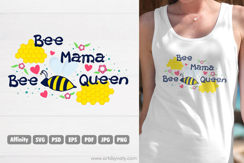 Bee Queen Mothers day SVG Illustration. SVG Arts By Naty 